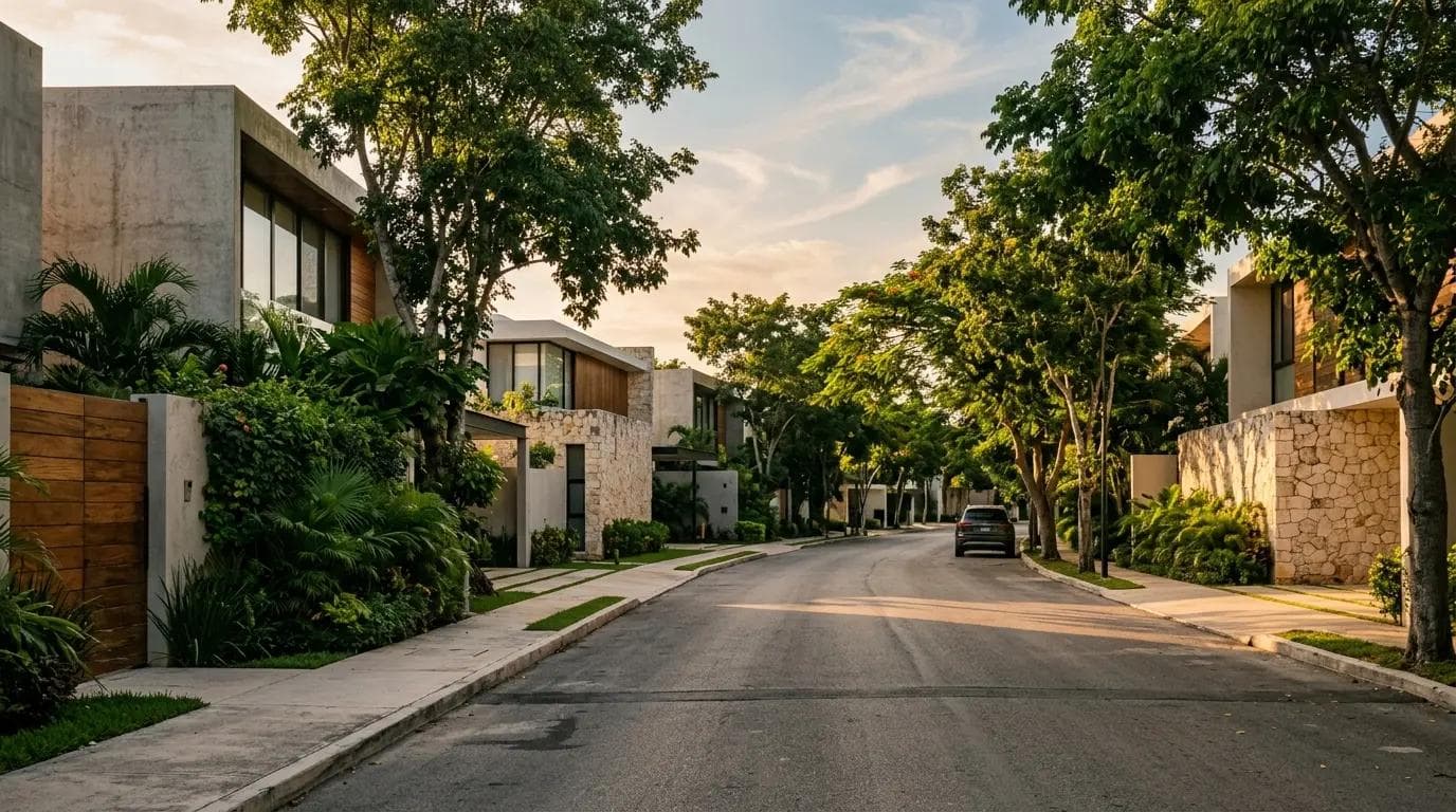 Calle residencial en una zona premium del norte de Mérida