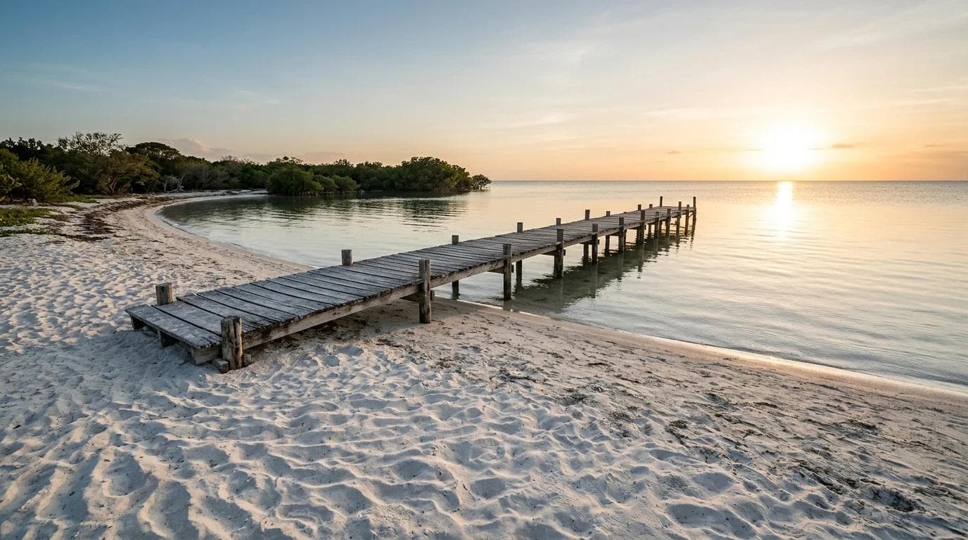 Vista costera del pueblo de Sisal, Yucatán