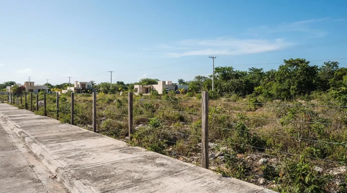 Terreno sin construir en una zona de expansión de Yucatán.