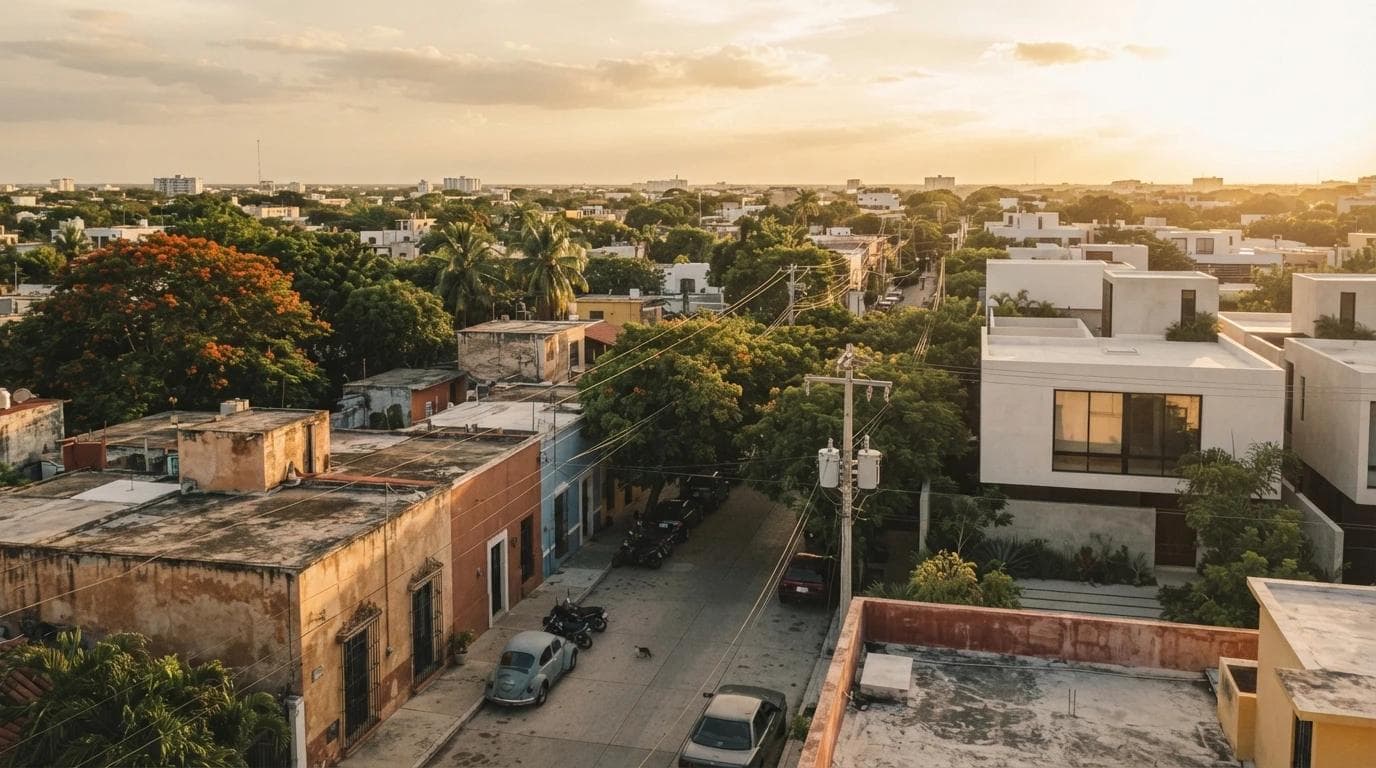 Panorama urbano residencial de Mérida, Yucatán.