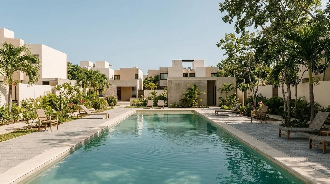 Área común de un fraccionamiento residencial