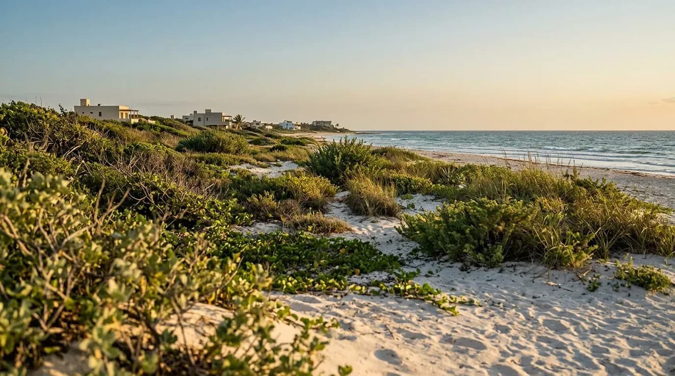 Vista de playa en la costa norte de Yucatán