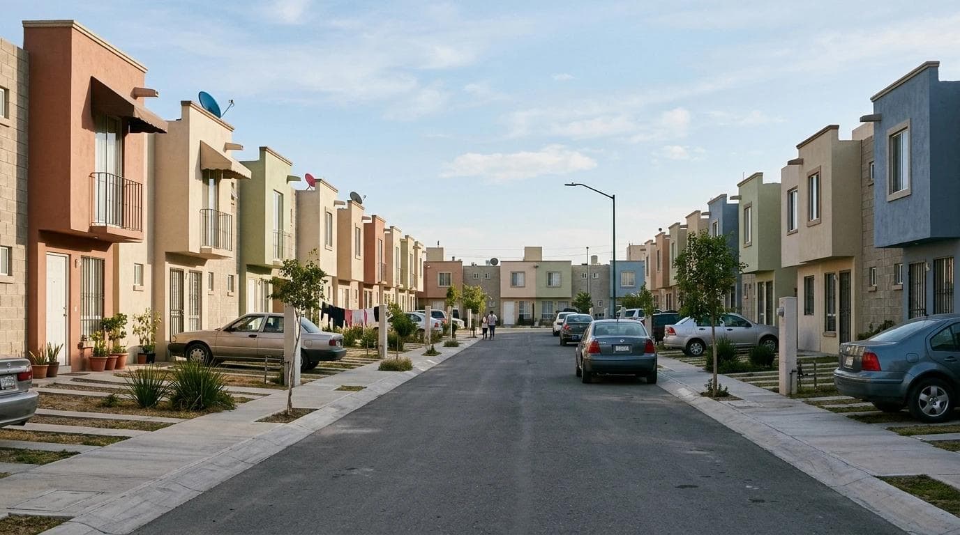 Calle residencial de un fraccionamiento accesible en la zona poniente de Mérida